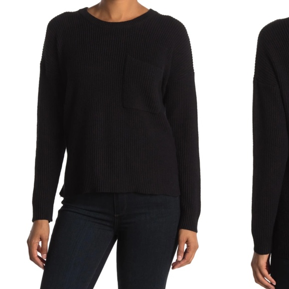 NWOT Madewell Thompson Pocket Pullover Sweater in True Black - Picture 1 of 9
